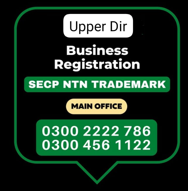 Business Registration, Tax Advisor, Pak Advisor, Company Registration, Chinese and Foreigners, Form, Filling, NTN Registration, PSEB, GST/STRN Sales Tax Registration, PSW Pakistan Single Window Registration, Chamber, FBR, SECP, TradeMark Registration, Import Export Registration Licence in Upper dir Pakistan.