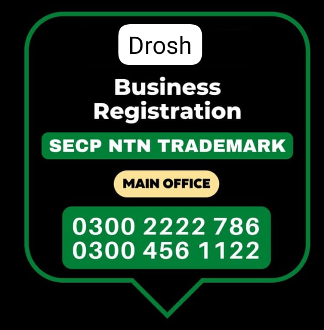 Business Registration, Tax Advisor, Pak Advisor, Company Registration, Chinese and Foreigners, Form, Filling, NTN Registration, PSEB, GST/STRN Sales Tax Registration, PSW Pakistan Single Window Registration, Chamber, FBR, SECP, TradeMark Registration, Import Export Registration Licence in Drosh Pakistan.