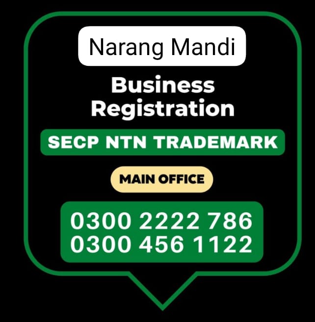 Business Registration, Tax Advisor, Pak Advisor, Company Registration, Chinese and Foreigners, Form, Filling, NTN Registration, PSEB, GST/STRN Sales Tax Registration, PSW Pakistan Single Window Registration, Chamber, FBR, SECP, TradeMark Registration, Import Export Registration Licence in Narang Mandi  Pakistan.