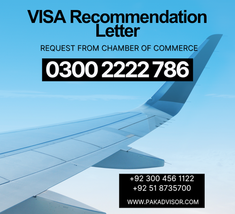 Visa recommendation letter from Chamber of Commerce Pakistan